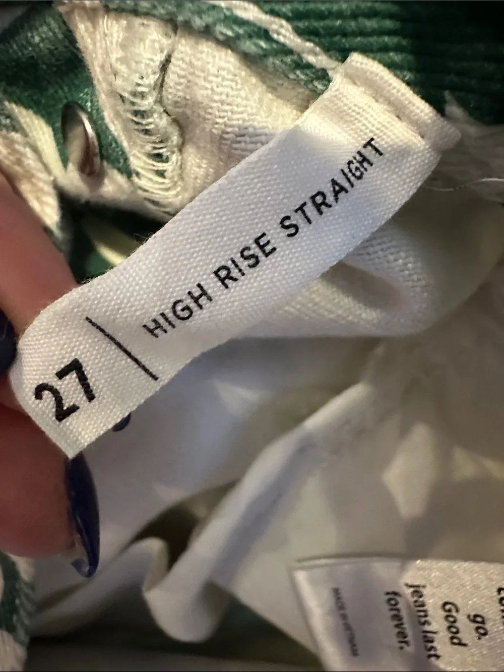 PacSun green/white floral high rise straight jeans size 27
